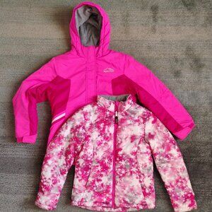Mountain Xpedition Hooded 2 in 1 Jacket Pink Gray Girls Size LG 10-12